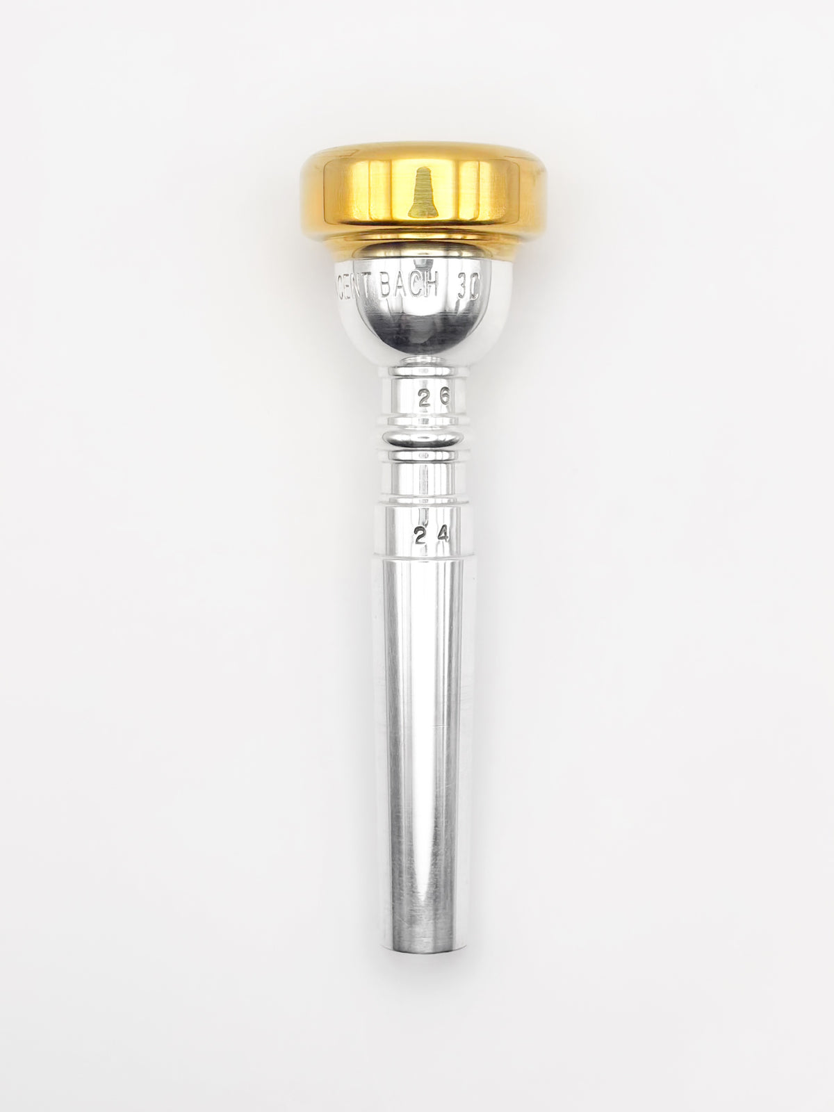 Osmun Modified Vincent Bach 3C Trumpet Mouthpiece 26/24 - Gold Cup & Rim